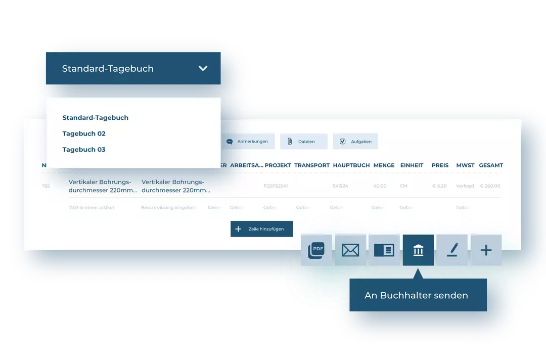 Rechnungen und Buchhaltungsdaten an DATEV/Steuerberater übergeben